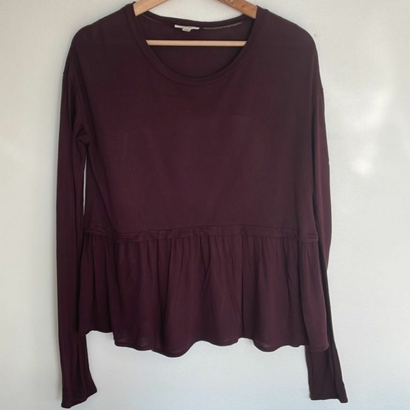 Wilfred Plum/Wine Peplum Ruffle Hem Long Sleeve - Picture 2 of 8